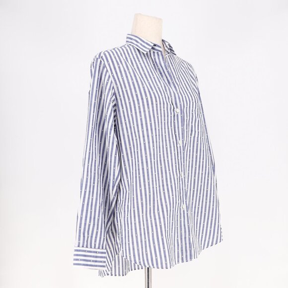 NWT GRAYSON for ANTHROPOLOGIE The Hero Buttondown Shirt Blue Stripe Size M 03 - Picture 4 of 10